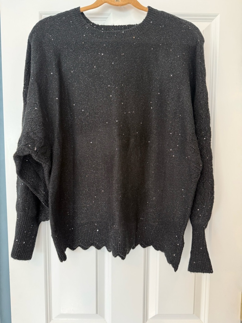 Elle Black Speckled Crewneck Sweater